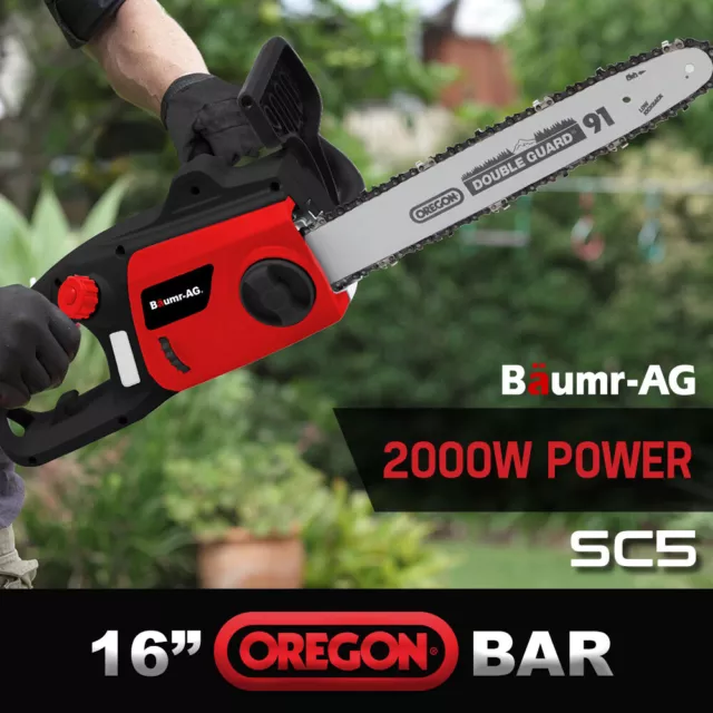 BAUMR-AG 2000W Electric Chainsaw 16 Inch Oregon Bar Chain Saw Pruning Cutting