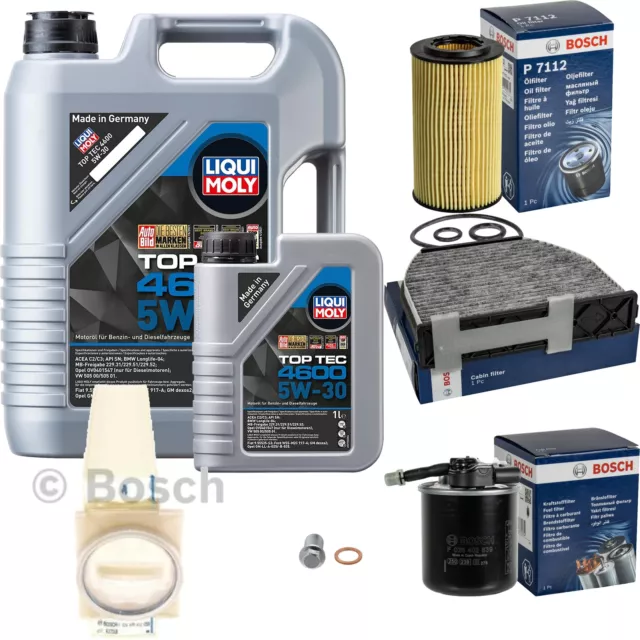 Bosch Pacchetto di Ispezione 6 L Liqui Moly Top Tec 5W-30 per Mercedes Classe