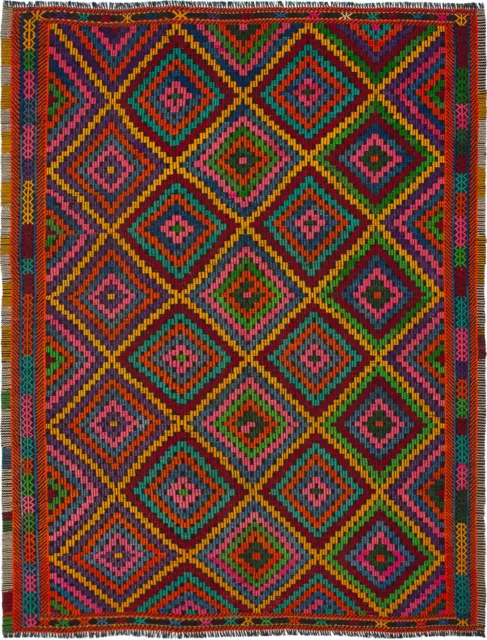 Traditional Hand woven Carpet 6'9" x 8'11" Flat Weave Kilim Rug