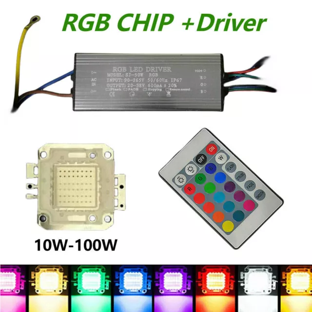 Led Chip rgb Driver 10w 20w 30w 50w 100w Cob light 24Key Remote control  dimmable