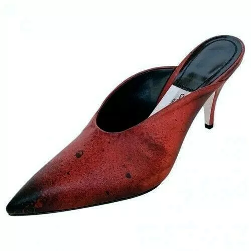 Calvin Klein Roslynn Red Splash Leather Heels Mules 10 Womens ITALY 205W39NYC