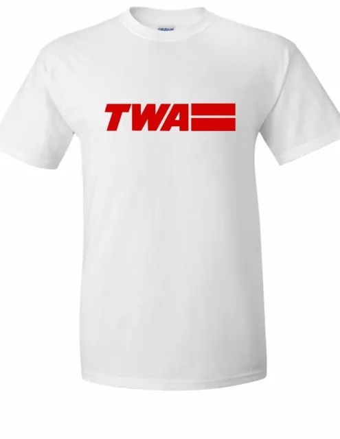TWA Trans World Airlines Retro Logo Tee Shirt US Aviation White Cotton T-shirt