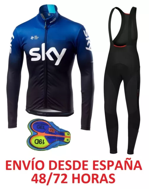 Maillot Ciclismo Invierno Termica Conjunto Equipacion Culote Badana Gel Ropa Sky