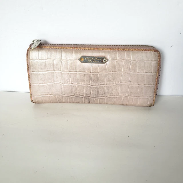 Samantha Thavasa Zip Around Long Wallet Floral Large Light Pink Croc Poor Fair