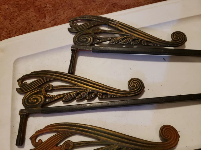 4  Victorian Art Deco Ornate Swing Arm Curtain Rods Antique 1920's 30's 3
