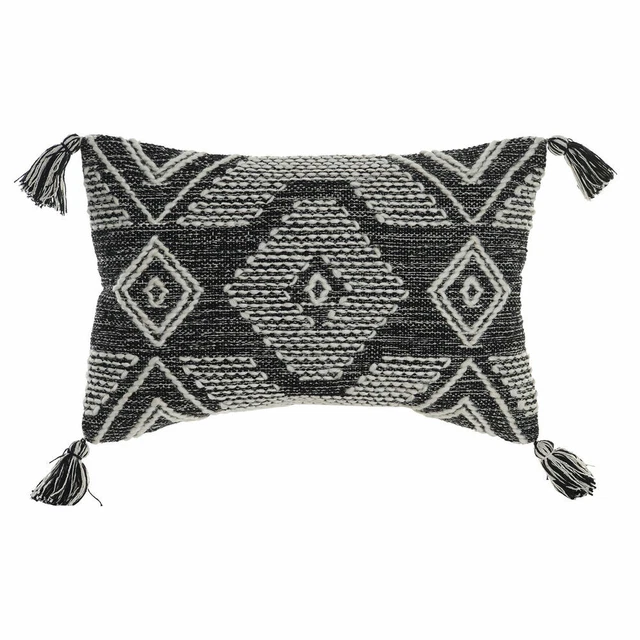 Coussin DKD Home Decor Blanc Noir Coton (60 x 10 x 40 cm)