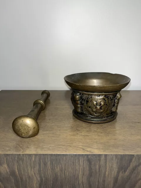 Antique Spanish/Italian Bronze Mortar and Pestle 16th Century