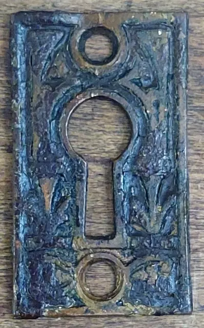 Antique Brass Key  Hole Cover Escutcheon Eastlake Style Vintage