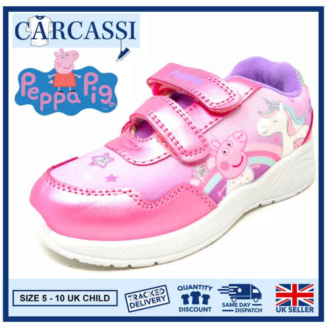 Sneakers da ginnastica per bambine Peppa Pig unicorno rosa arcobaleno bambini taglia 5-10