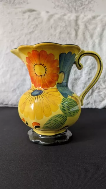 Wadeheath Pottery Jug Art Deco Hand Painted Flowers