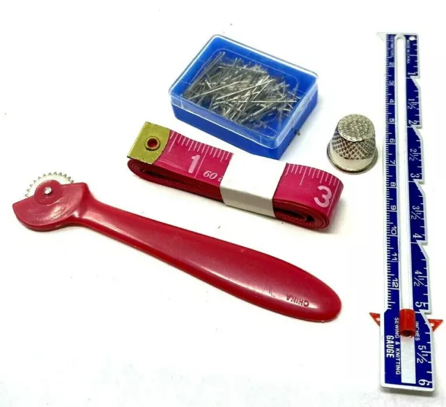 Herramientas de costura para medir patrón de cinta pasadores dobladillo regla dedal rosa caliente