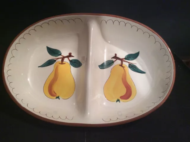 Vintage: Stangl Pottery "Fruit" Hand Painted 101/2" Divided Serving Dish