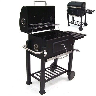 TecTake Barbecue au charbon de bois grill fumoir bbq wagon 115 x 65 x 107 cm 