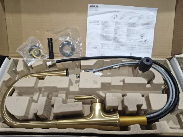 Kohler 23764-2MB Tone Pull Down Kitchen Faucet Vibrant Brushed Moderne Brass