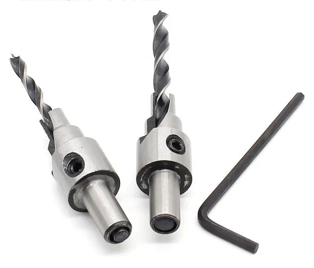 2 Pcs 3 Step Countersink Drill Bit Chamfering Woodworking Hole Metal Adjustable