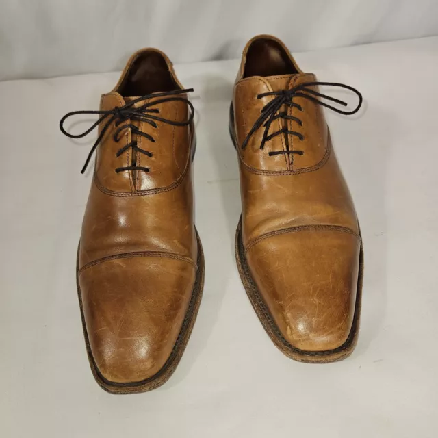 Allen Edmonds Soho Mens 9.5 Shoes Cognac Brown Cap Toe Oxford Dress