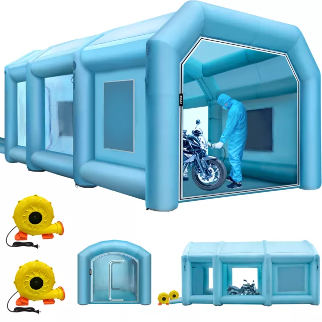 VEVOR Inflatable Spray Booth Car Paint Tent 29.5x19.7x13FT w/ Filter & 2 Blowers