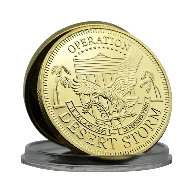 US Operation Desert Storm Commemorative Coin Gold Plated Metal Challenge Coin