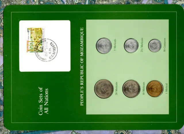 Coin Sets of All Nations Mozambique w/card 1980-1982 UNC 10, 1 Metical 1980