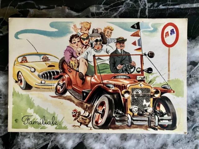 Ancienne Carte Postale Automobile Humour