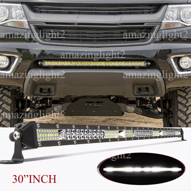 Single Row  30" INCH LED Bumper Light bar fit 15-22 Chevy/GMC Colorado/Canyon