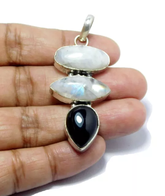 Rainbow Moonstone Pendants 925 Sterling Silver Plated Handmade Gemstone Jewelry