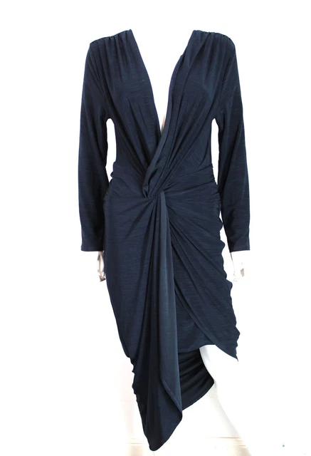 SHEIKE NAVY BLUE stretch plunge neck midi dress as new 14/16