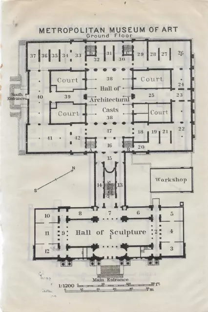 Antique Plan of the Metropolitan Museum of Art New York NYC Met Plan