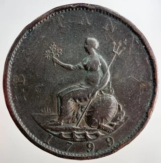 1799 George 3rd III Half-Penny British Coin | Collectable Grade | a3232