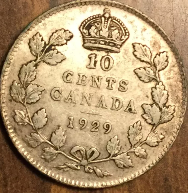 1929 Canada Silver 10 Cents Coin