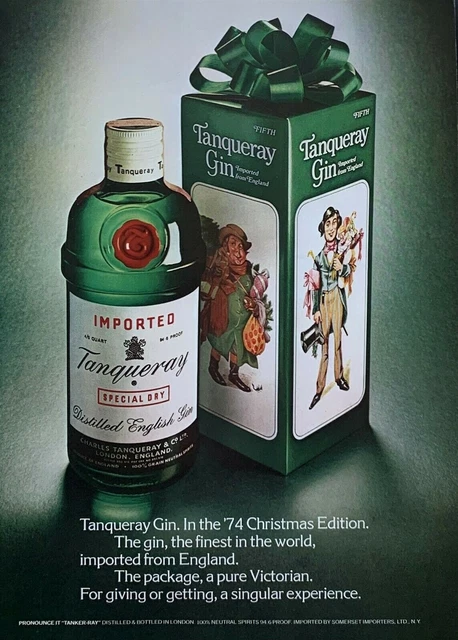 1974 TANQUERAY Gin '74 Christmas Edition A Pure Victorian Package PRINT AD