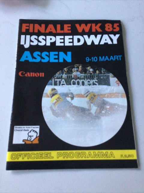 World ice Speedway programme assen Holland 9/10 March 1985