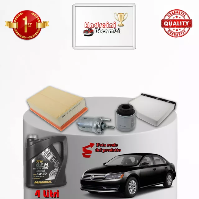 Kit Tagliando 4 Filtri E Olio Vw Passat Vii B7 1.4 Tsi 110Kw 150Cv Dal 2010 ->