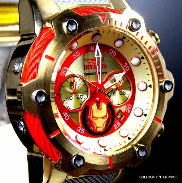 INVICTA MARVEL IRON Man Boulon 51mm Plaqu or dition Limit e