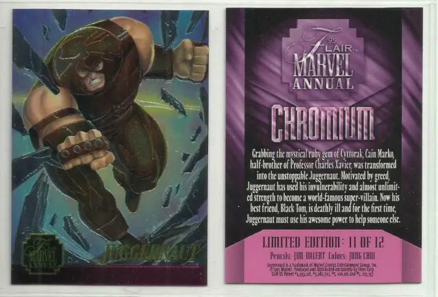1995 Marvel Flair Annual (Fleer) CHROMIUM "Chase Card" #11 of 12 JUGGERNAUT
