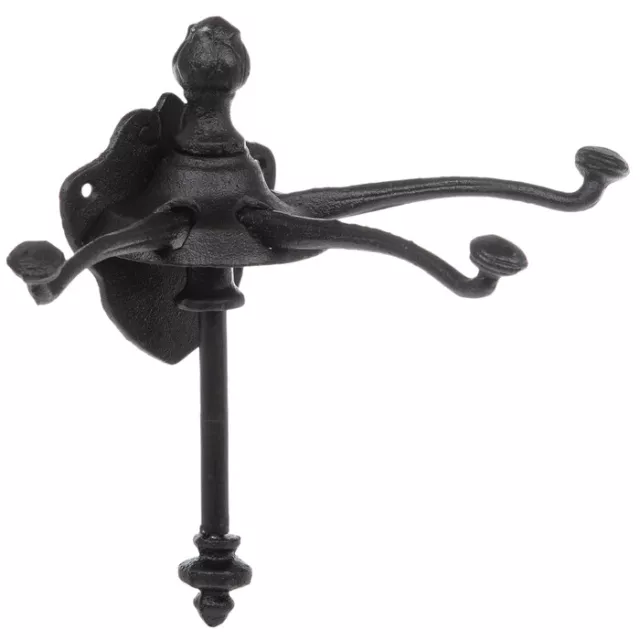 Triple-Hook Folding Coat Antique-black LARGE 12" Cast Iron Wall Towel Hanger 1FT