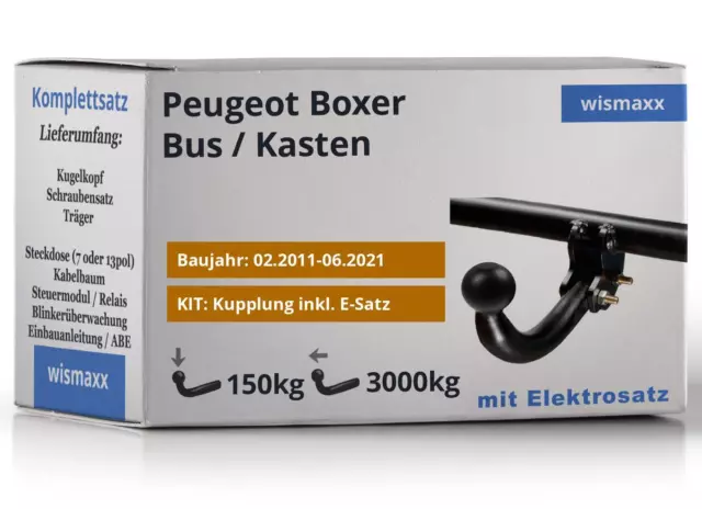 Anhängerkupplung Hook für Peugeot Boxer L1-L3 Bus Kasten 11-21 starr spezi 13pol