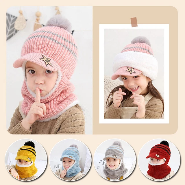 Cappello caldo inverno caldo inverno bambino bambine sciarpa con cappuccio earflap lavorato a maglia CVM 5
