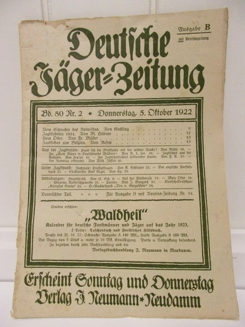 PERIÓDICO ALEMÁN JÄGER de 1922 EDICIÓN 5 DE OCTUBRE No 2