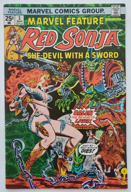 Marvel Feature #3 FN+   1st Solo Stories Featuring Red Sonja!   SOLID COPY!!!