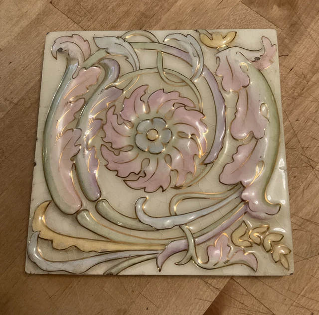 Providential Tile Works Trenton NJ 1890 6”x6” Art Nouveau Floral Tile Stunning