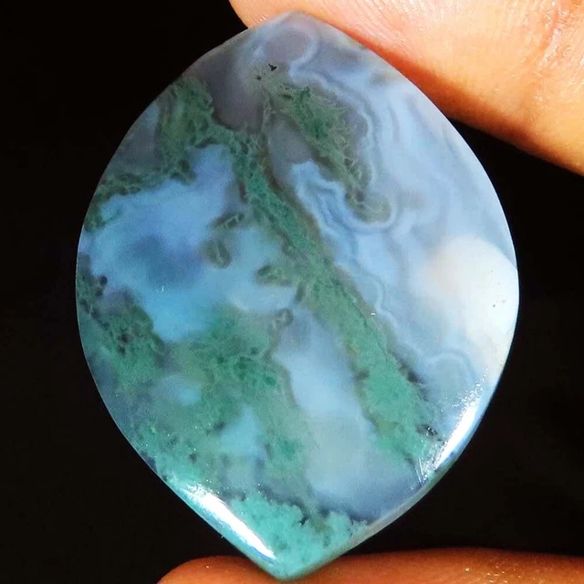 (26 X 36 X 5 MM Größe) 40.35 Karat Natürlich Moos Achat Kostüm Cabochon Lose