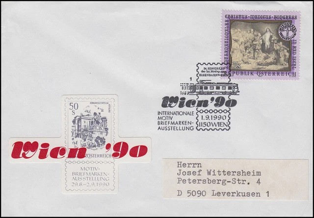 Österreich: Kongreß Motivgruppe Eisenbahnwesen EF Bf SSt Wien Eisenbahn 1.9.1990