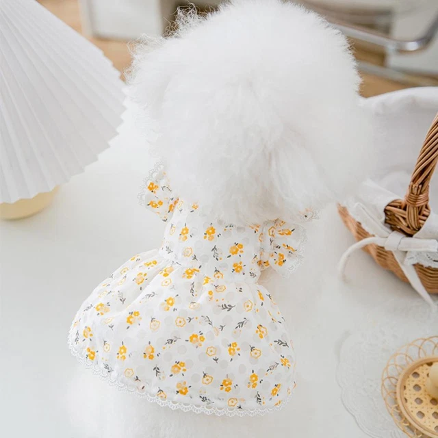 Polyester Pet Floral Dress Printing Pet Vest Chihuahua Dog Hollow Skirt  Spring 3
