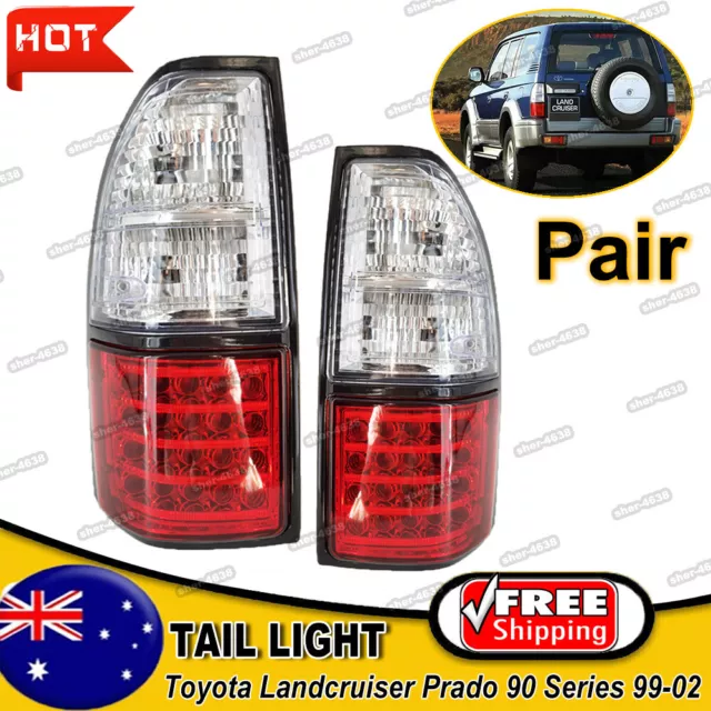 Pair Tail Light Rear Lamps LED For Toyota Landcruiser Prado 90 Series 1999-2002