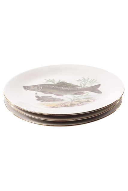 KAHLA KONITZ Sammelteller weiß Ø 19 cm Porzellan Fische Goldrand