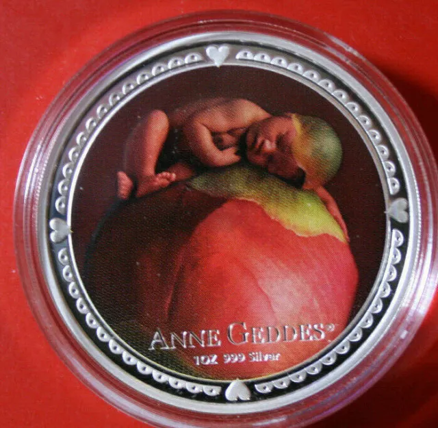 NIUE 2 Dollars 2012 "ANNE GEDDES " Silber 1 Oz #F3818 Colored PP-Proof 3k rare!