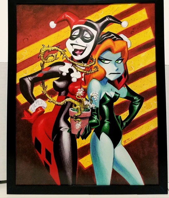 HARLEY QUINN & Poison Ivy by Bruce Timm 11x14 FRAMED DC Comics Art