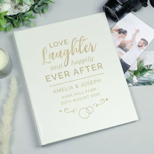 Personalised Wedding Mr Mrs Traditional Beautiful Gold Happily Ever After Album