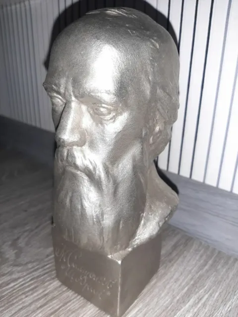 Scrittore M. Saltykov-Shchedrin URSS busto russo statua in metallo 3129